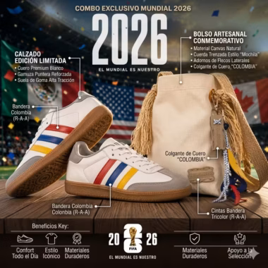 Combo Mundial 2026: Zapatillas y Bolso Edición Colombia