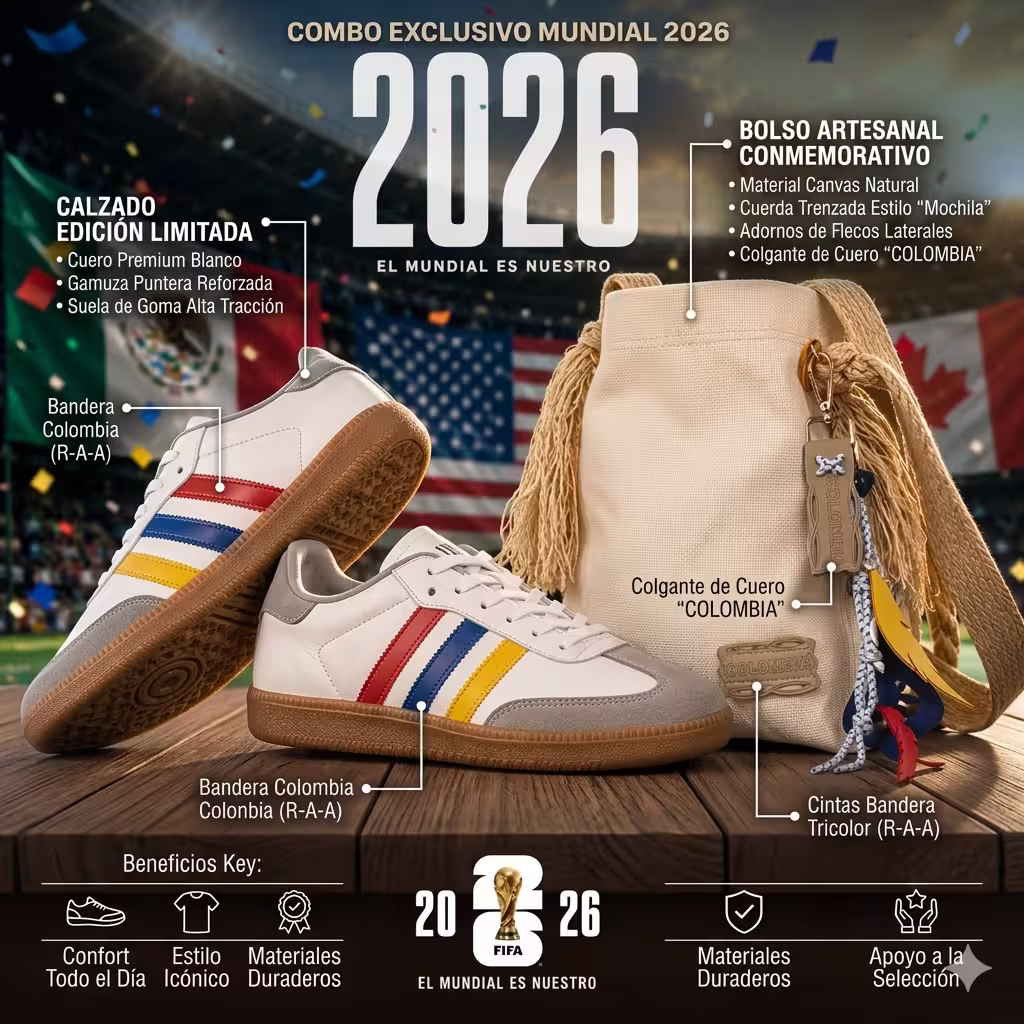 Combo Mundial 2026: Zapatillas y Bolso Edición Colombia